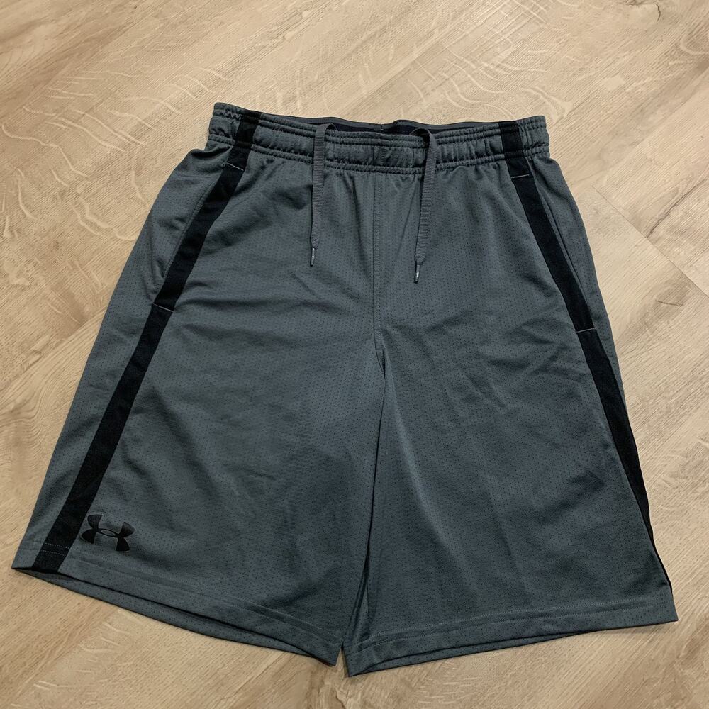 Under Armour Athletic Shorts Men's Medium M Gray Black Basketball Gym Summer